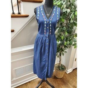 Orignal TY Wear ChristmasBlue Cotton V-Neck Sleeveless Knee Length Dress Size 6P